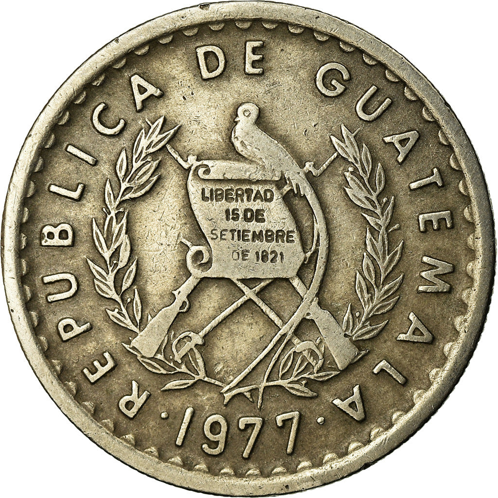 Coin, Guatemala, 10 Centavos, 1977, EF(40-45), Copper-nickel, KM:277.1