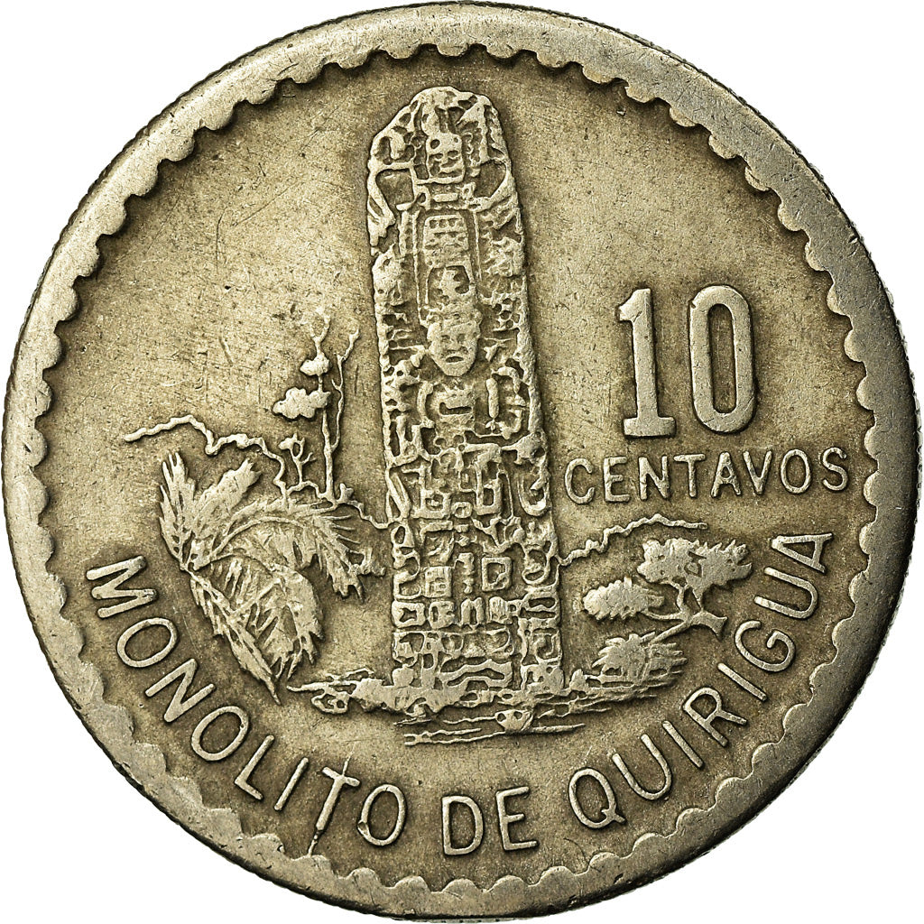 Coin, Guatemala, 10 Centavos, 1977, EF(40-45), Copper-nickel, KM:277.1