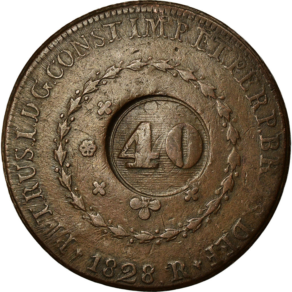 Coin, Brazil, 40 Reis, 1835, Bahia, EF(40-45), Copper, KM:444.1