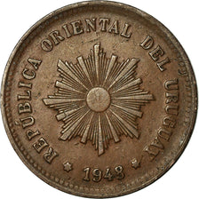 Coin, Uruguay, 5 Centesimos, 1948, Santiago, AU(50-53), Copper, KM:21a