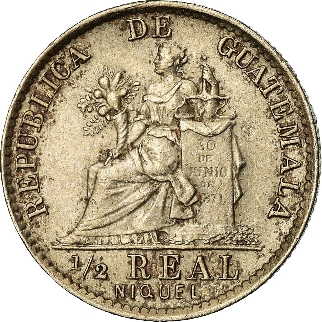 Coin, Guatemala, 1/2 Real, Medio, 1900, EF(40-45), Copper-nickel, KM:176