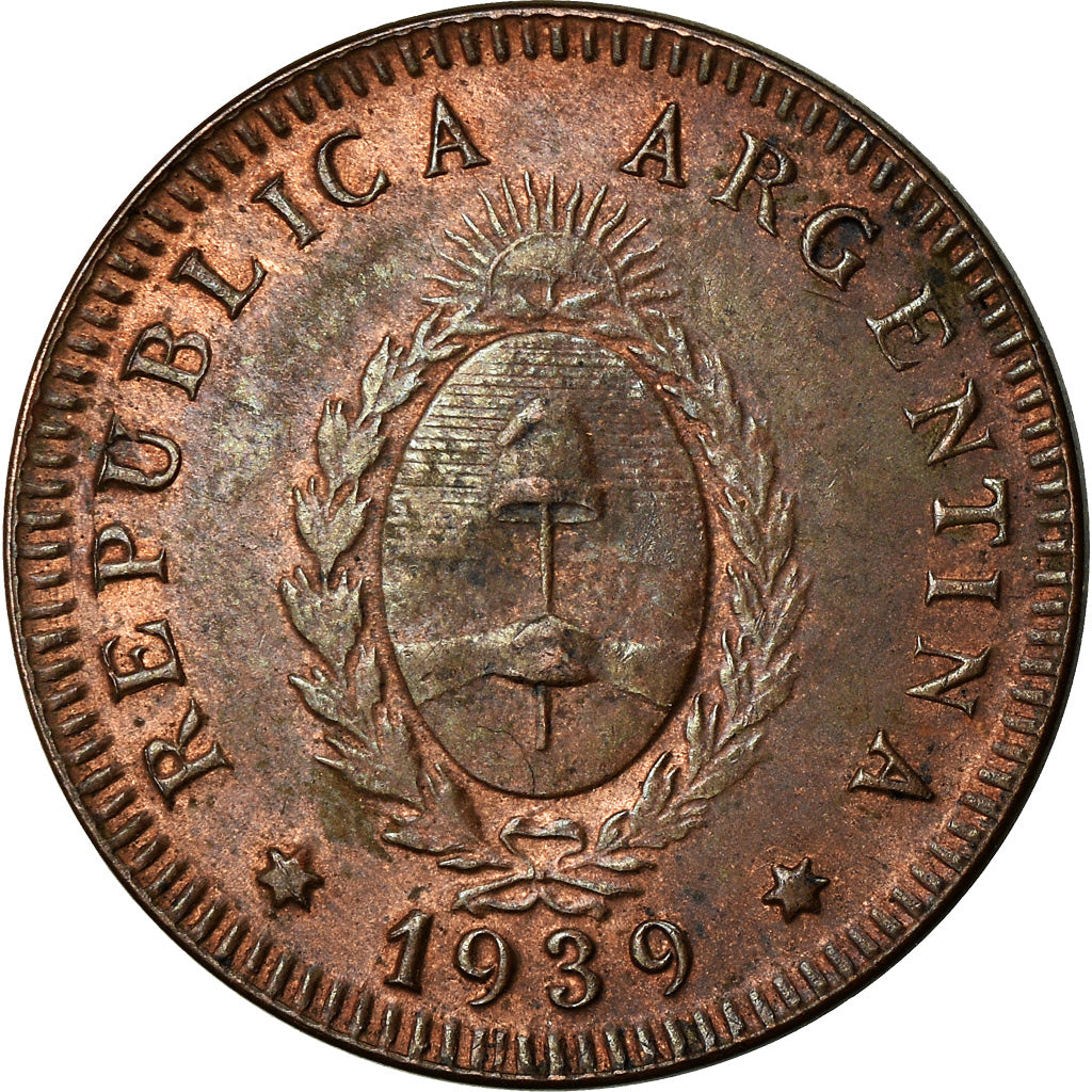 Coin, Argentina, 2 Centavos, 1939, AU(55-58), Bronze, KM:38