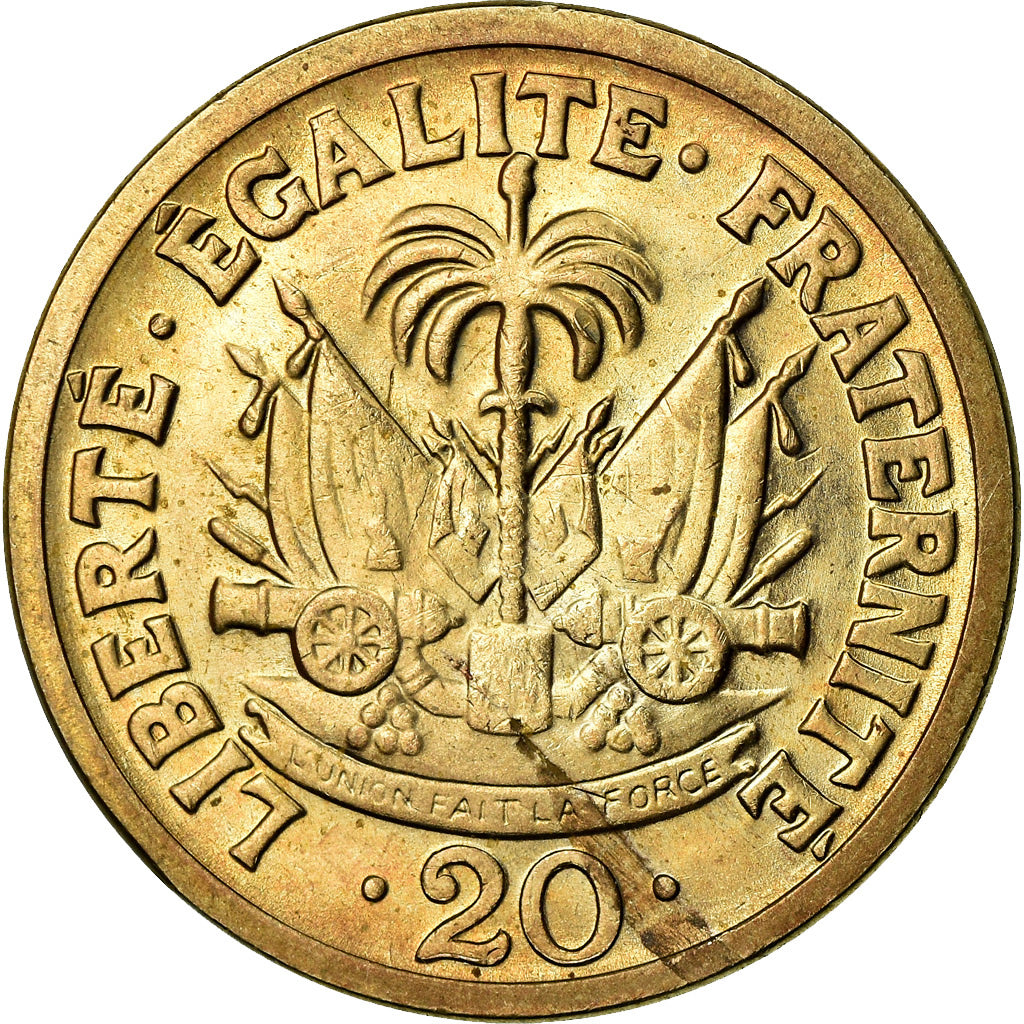 Monnaie, Haïti, 20 Centimes, 1956, SUP, Copper-Nickel-Zinc, KM:61