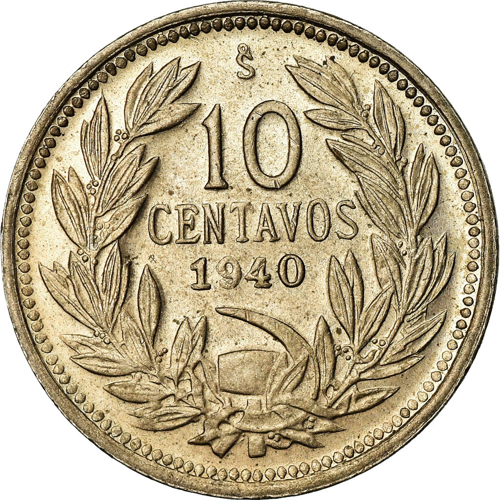 Moneda, Chile, 10 Centavos, 1940, EBC, Cobre - níquel, KM:166