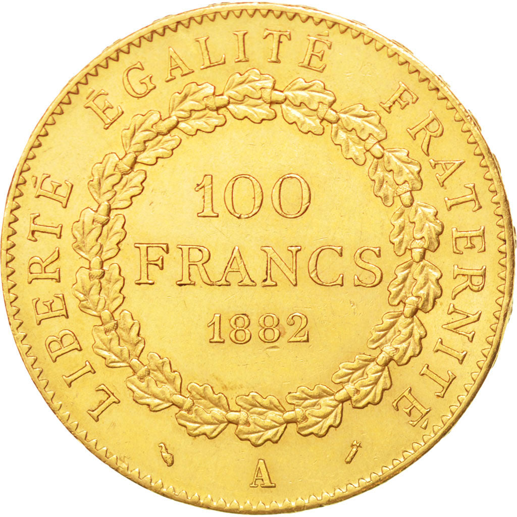FRANCE, Génie, 100 Francs, 1882, Paris, KM #832, AU(55-58), Gold, Gadoury #1137,