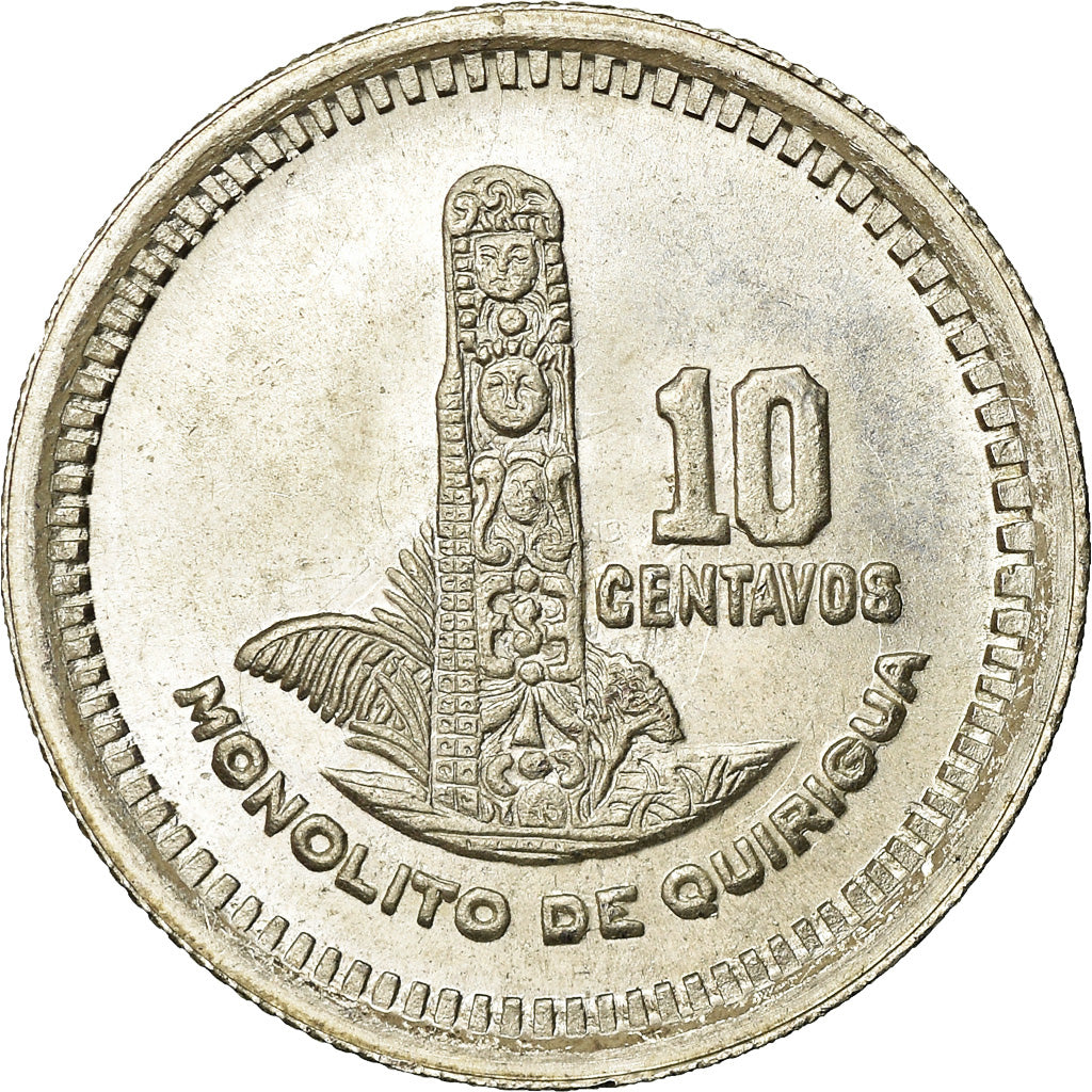 Coin, Guatemala, 10 Centavos, 1955, AU(55-58), Silver, KM:256.1