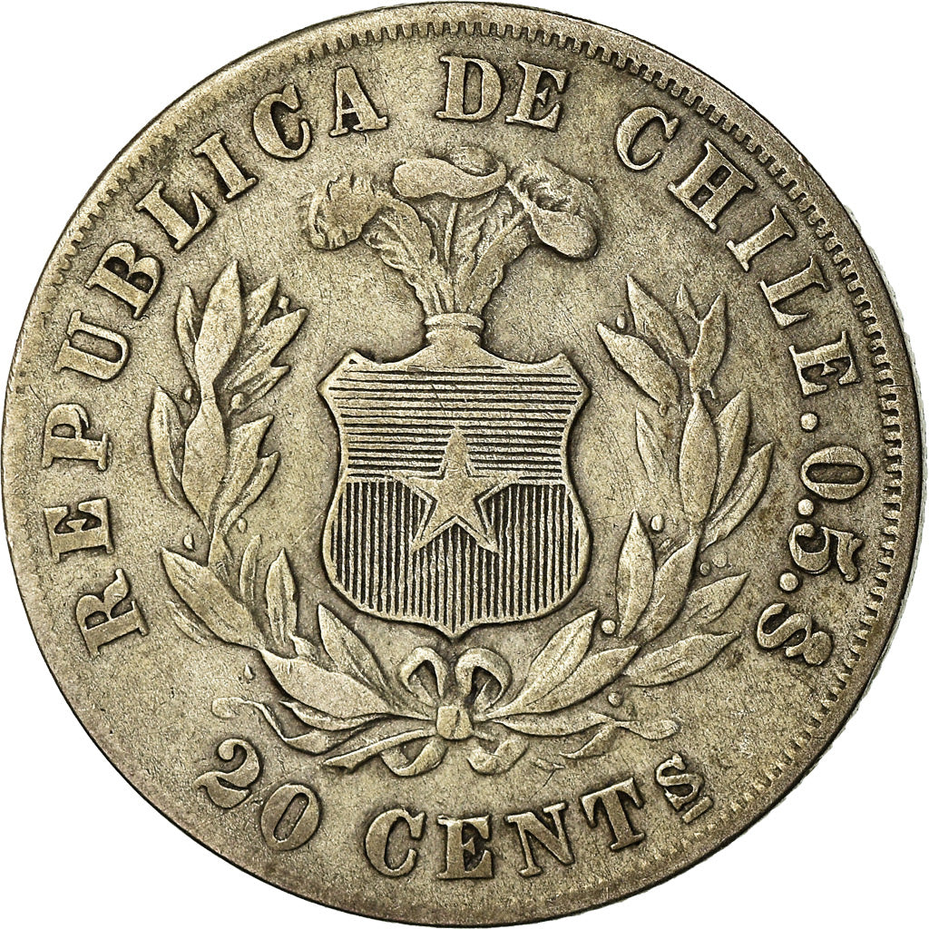 Münze, Chile, 20 Centavos, 1892, SS, Silber, KM:138.4