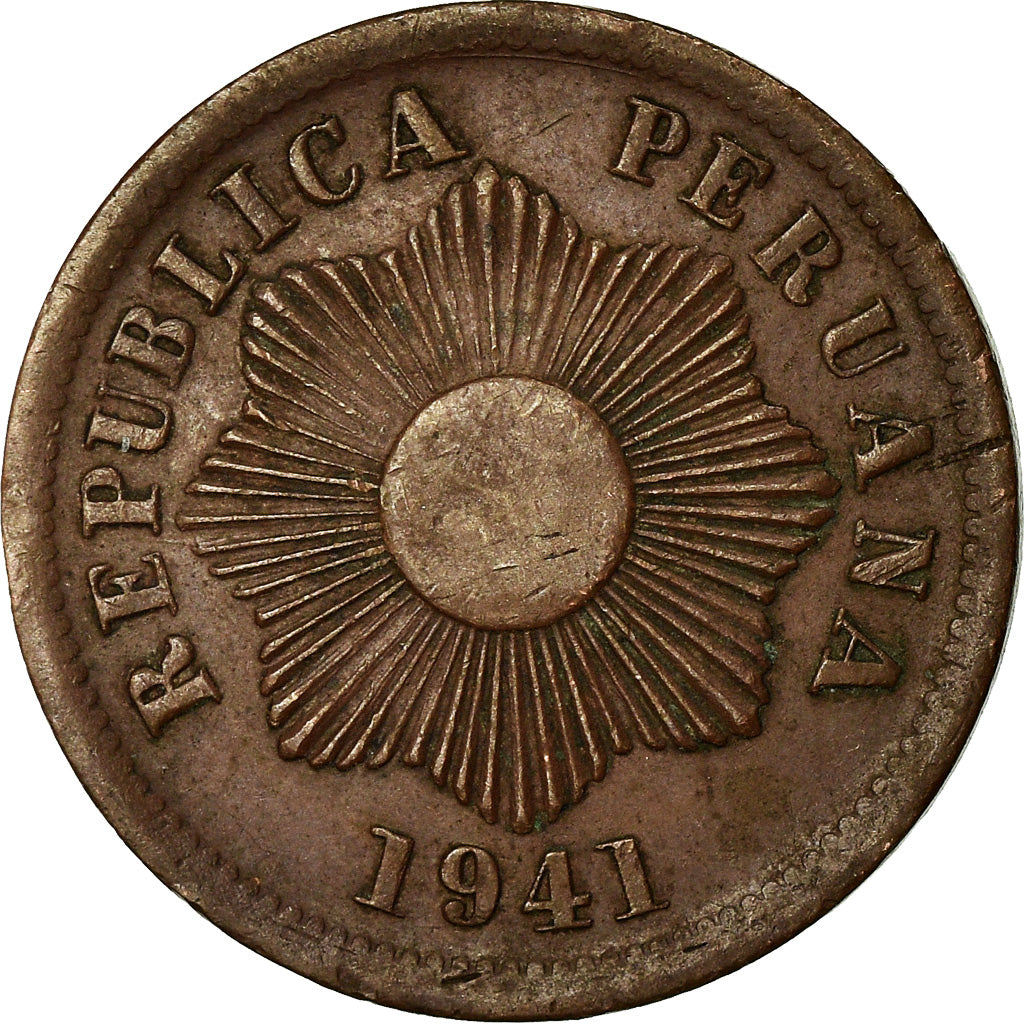 Coin, Peru, Centavo, 1941, EF(40-45), Bronze, KM:208.2
