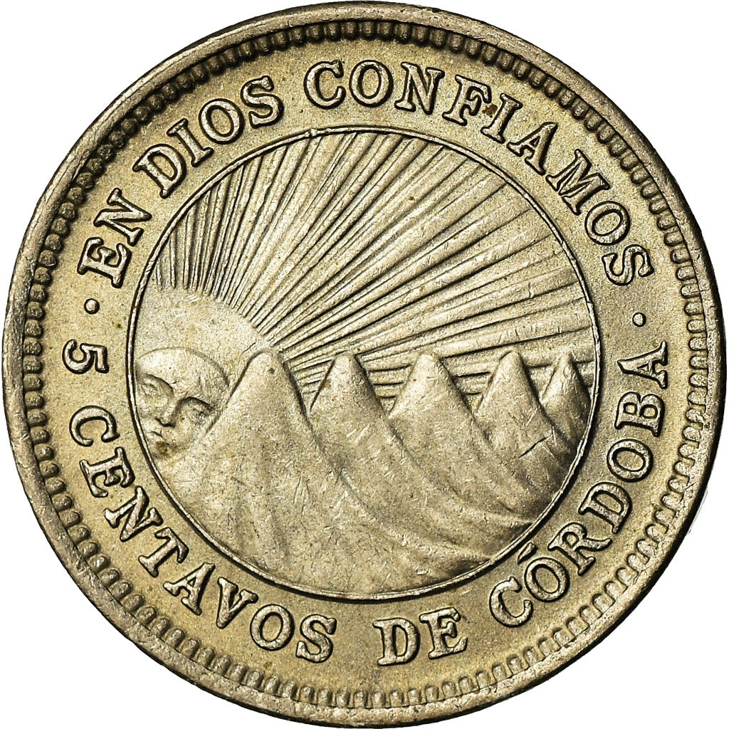 Moeda, Nicarágua, 5 Centavos, 1954, AU(55-58), Cobre-níquel, KM:24.1