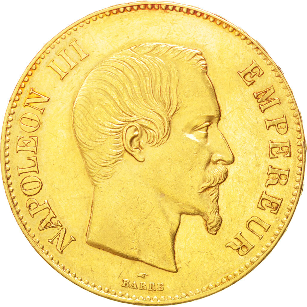 FRANCE, Napoléon III, 100 Francs, 1858, Paris, KM #786.1, AU(50-53), Gold, G...
