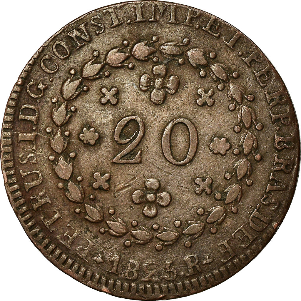Monnaie, Brésil, Pedro I, 20 Reis, 1825, Rio de Janeiro, TTB, Cuivre, KM:360.1