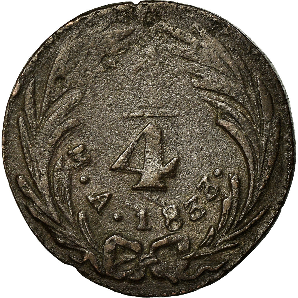 Moneda, México, 1/4 Real, Un Quarto/Una Quartilla, 1833, Mexico City, MBC