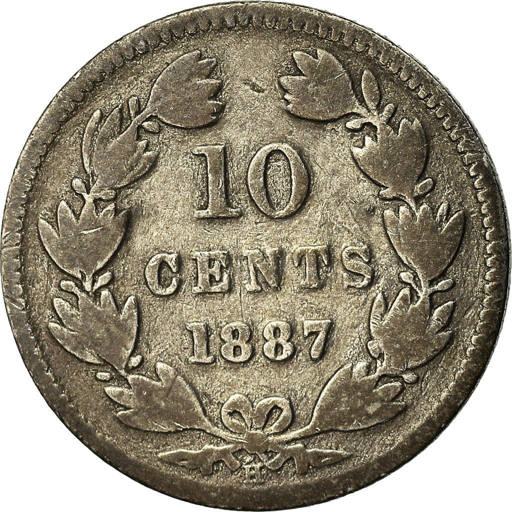 Coin, Nicaragua, 10 Centavos, 1887, Heaton, Birmingham, EF(40-45), Silver, KM:6