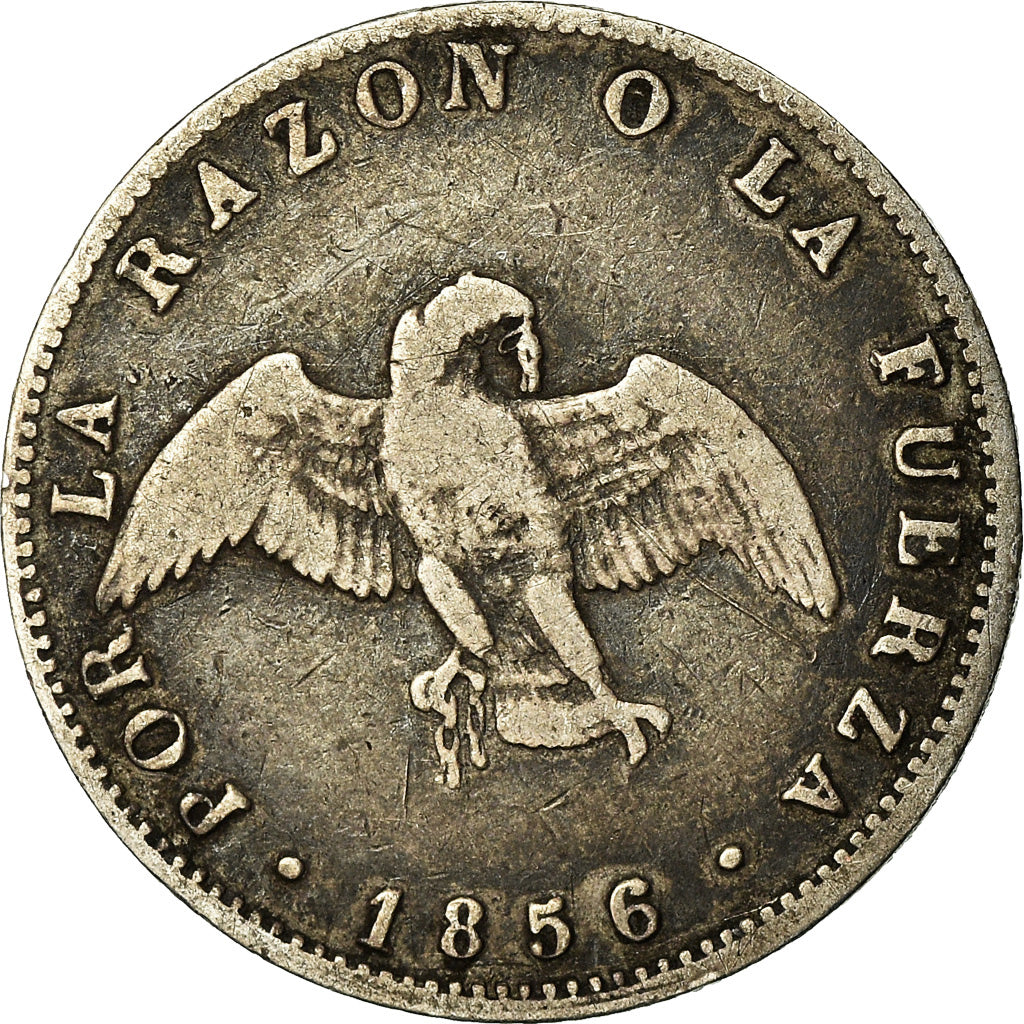 Monnaie, Chile, Decimo, 1856, TB, Argent, KM:124