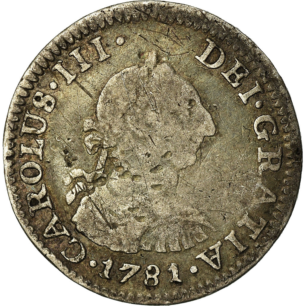 Coin, Mexico, Charles III, 1/2 Réal, 1781, Mexico City, VF(20-25),Silver,KM 69.2