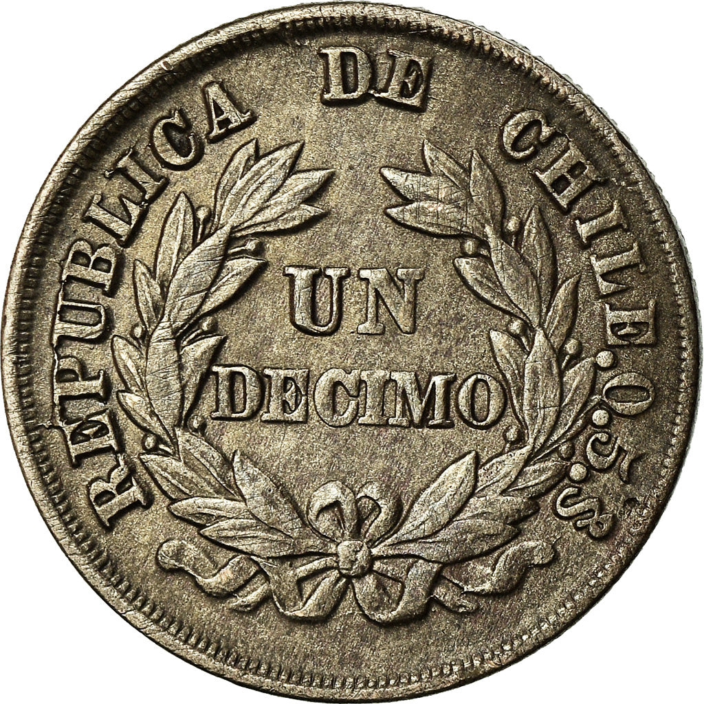 Moneda, Chile, Decimo, 1887, MBC, Plata, KM:136.3