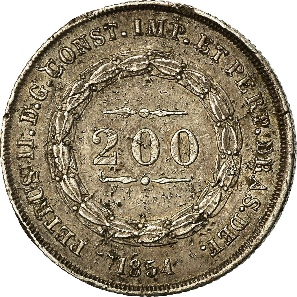 Monnaie, Brésil, Pedro II, 200 Reis, 1854, TTB, Argent, KM:469
