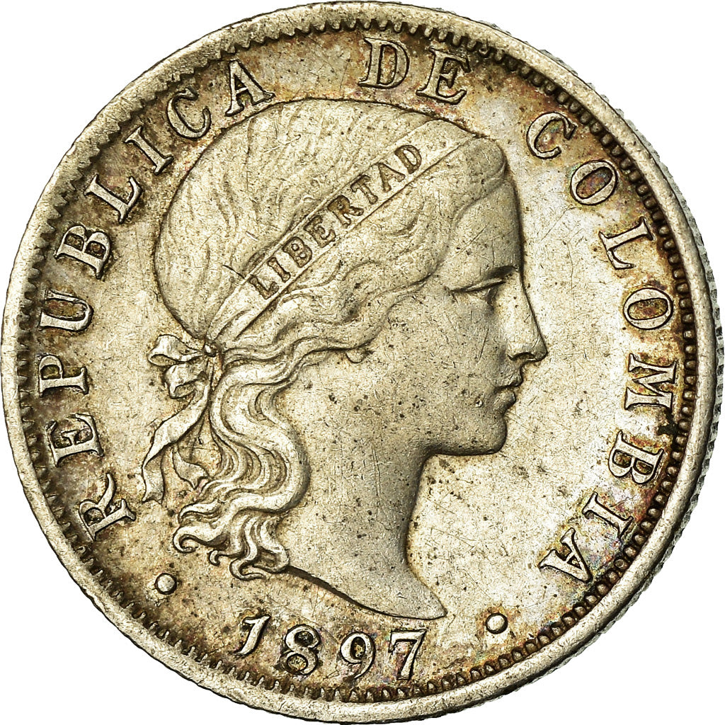 Moneda, Colombia, 10 Centavos, 1897, MBC, Plata, KM:188