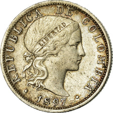 Moneda, Colombia, 10 Centavos, 1897, MBC, Plata, KM:188