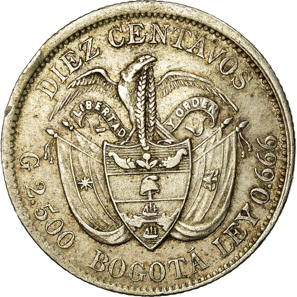 Moneda, Colombia, 10 Centavos, 1897, MBC, Plata, KM:188
