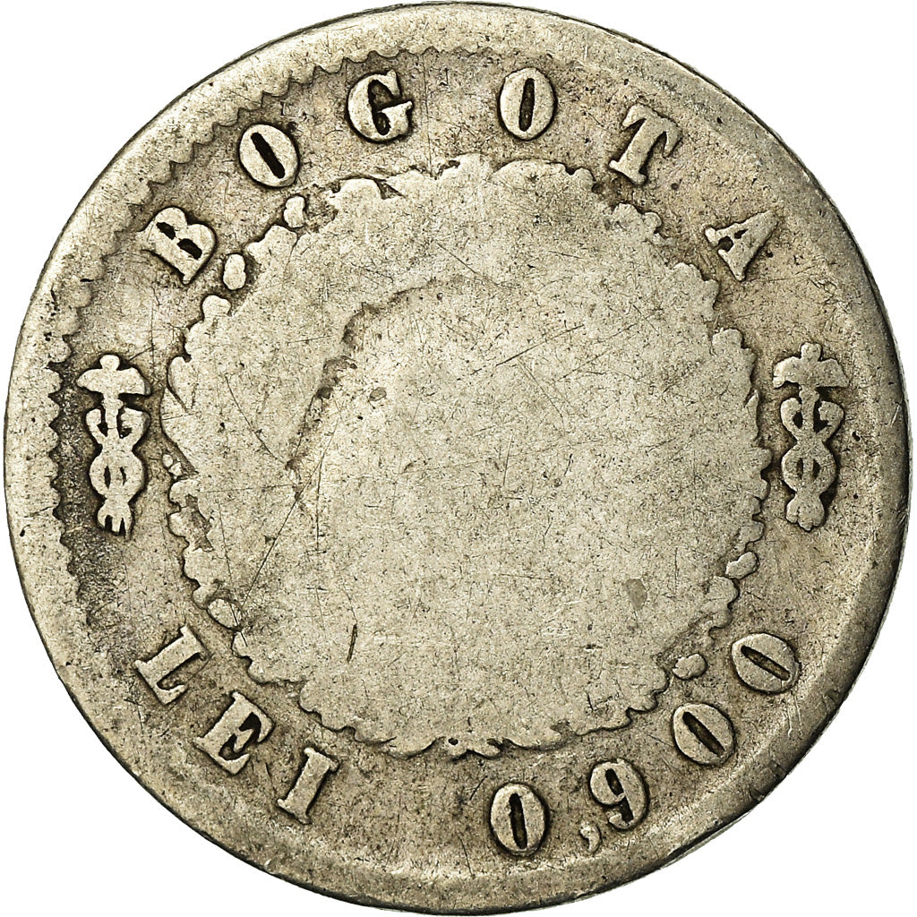 Moneda, Colombia, Real, 1853, Bogota, BC, Plata, KM:112
