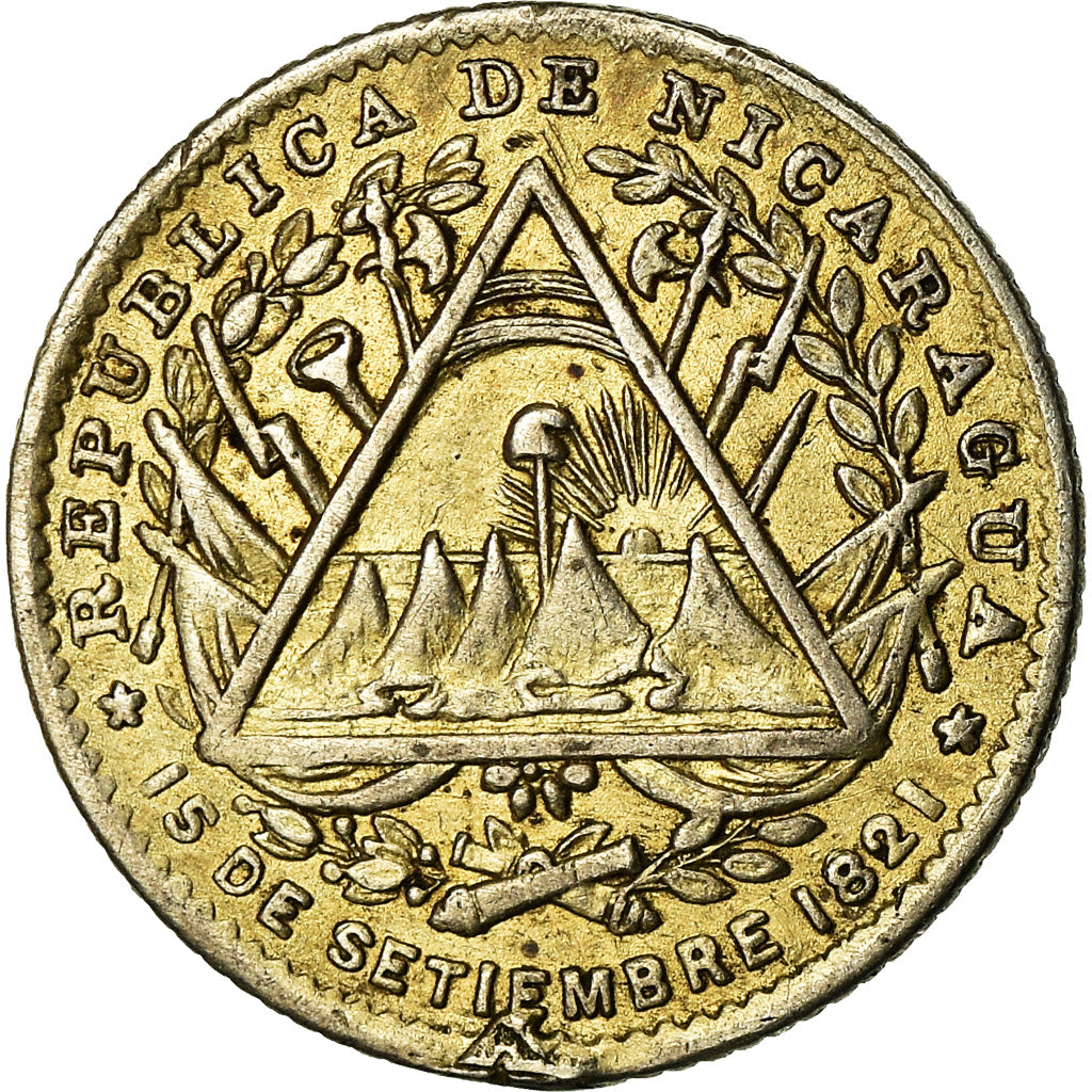 Coin, Nicaragua, 5 Centavos, 1887, Heaton, Birmingham, EF(40-45), Silver, KM:5