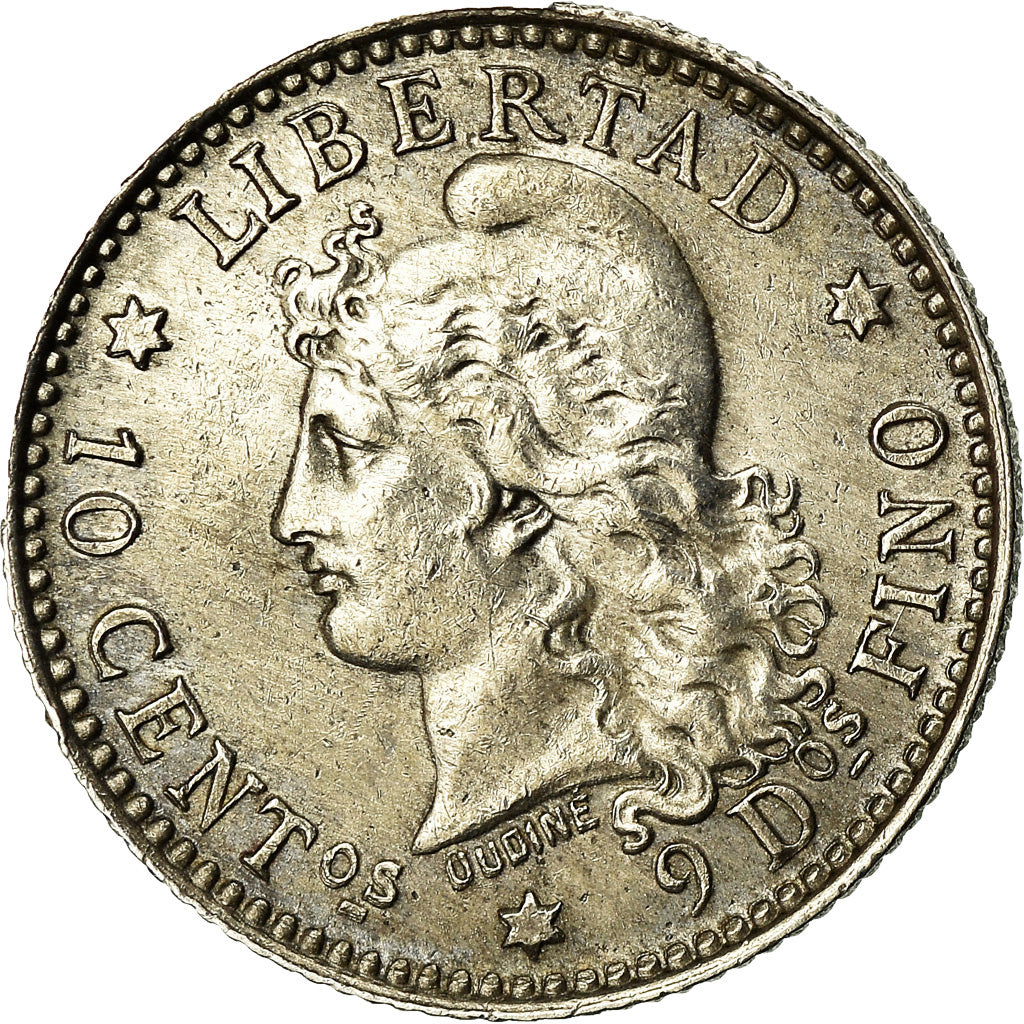 Coin, Argentina, 10 Centavos, 1882, EF(40-45), Silver, KM:26