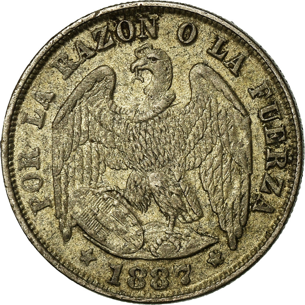 Monnaie, Chile, 1/2 Decimo, 1887, TTB, Argent, KM:137.3