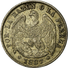 Monnaie, Chile, 1/2 Decimo, 1887, TTB, Argent, KM:137.3