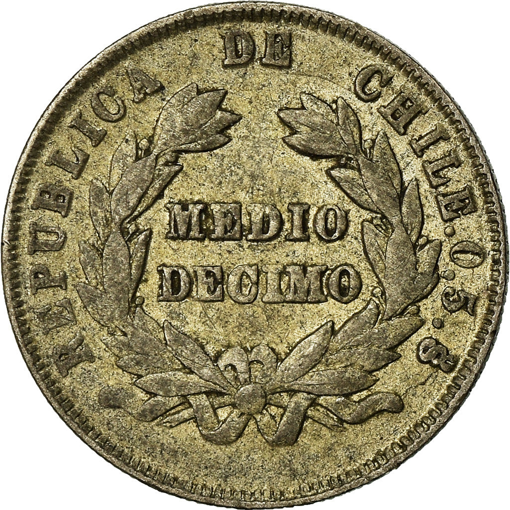 Monnaie, Chile, 1/2 Decimo, 1887, TTB, Argent, KM:137.3