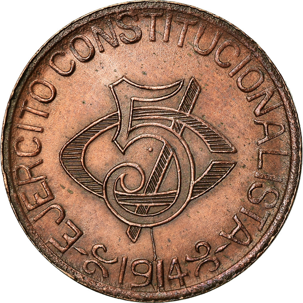 Münze, MEXICO-REVOLUTIONARY, CHIHUAHUA, 5 Centavos, 1915, SS+, Messing, KM:613a
