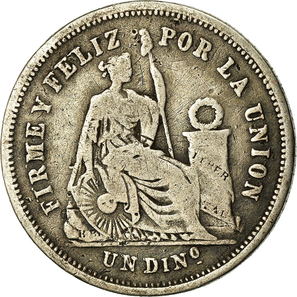 Coin, Peru, SOUTH PERU, Dinero, 1864, Lima, VF(30-35), Silver, KM:190