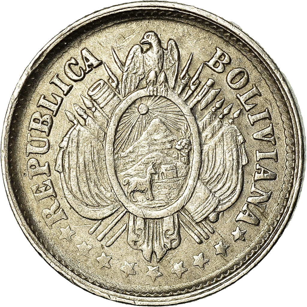 Moneda, Bolivia, 5 Centavos, 1885, MBC, Plata, KM:157.2