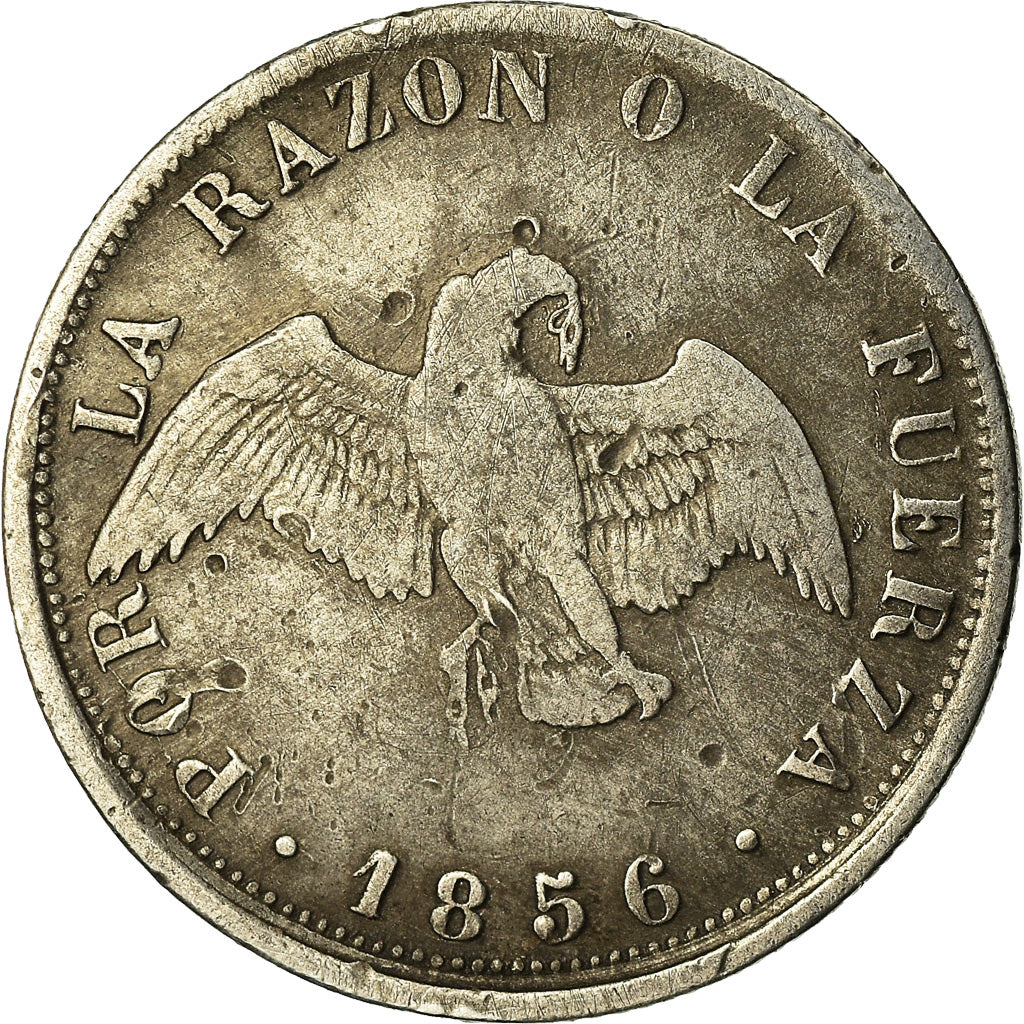 Coin, Chile, 20 Centavos, 1856, VF(30-35), Silver, KM:125