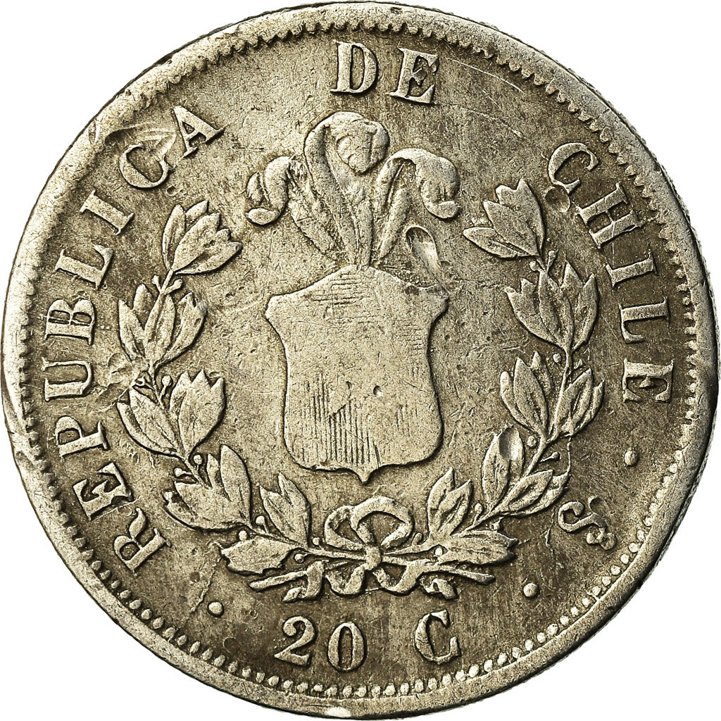 Coin, Chile, 20 Centavos, 1856, VF(30-35), Silver, KM:125