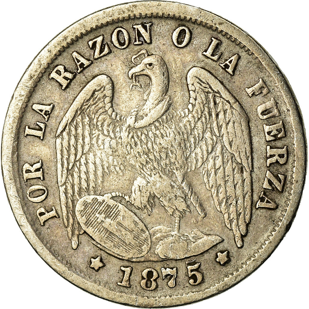 Monnaie, Chile, 1/2 Decimo, 1875, TTB, Argent, KM:137.2