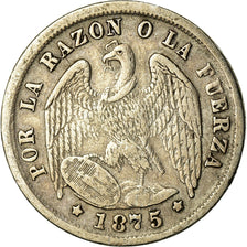 Monnaie, Chile, 1/2 Decimo, 1875, TTB, Argent, KM:137.2