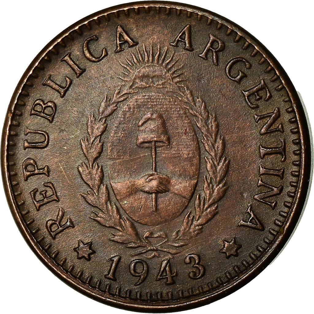 Coin, Argentina, Centavo, 1943, AU(50-53), Bronze, KM:37