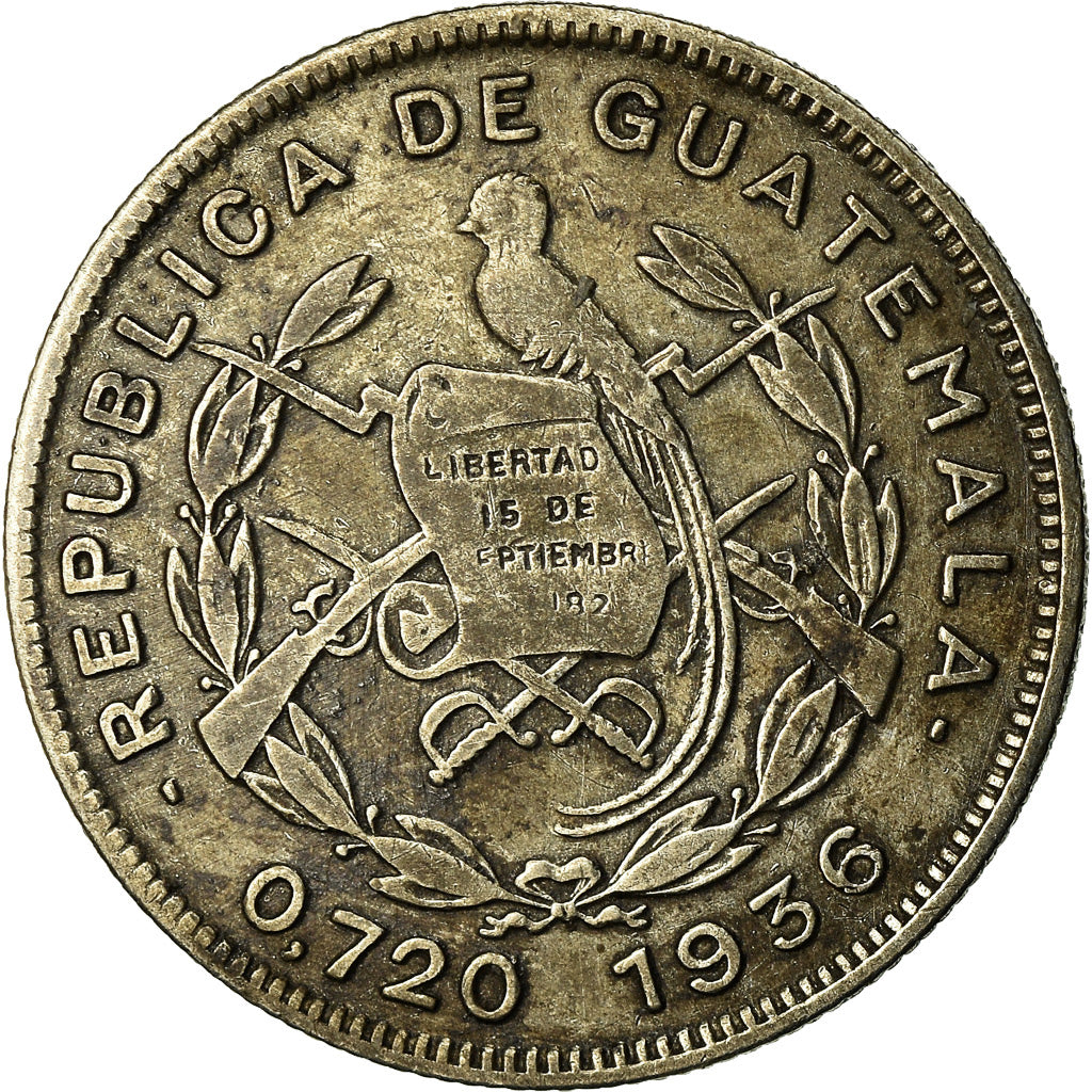 Coin, Guatemala, 10 Centavos, 1936, EF(40-45), Silver, KM:239.2