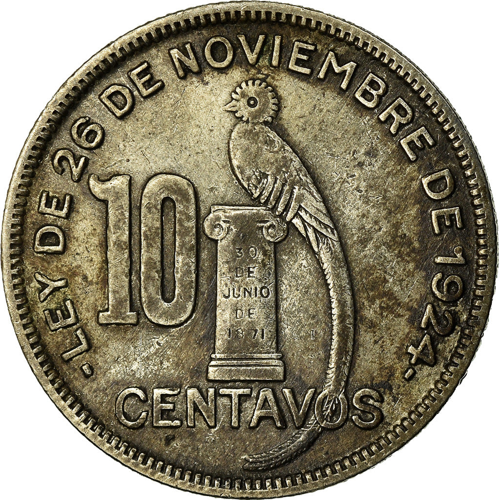 Coin, Guatemala, 10 Centavos, 1936, EF(40-45), Silver, KM:239.2