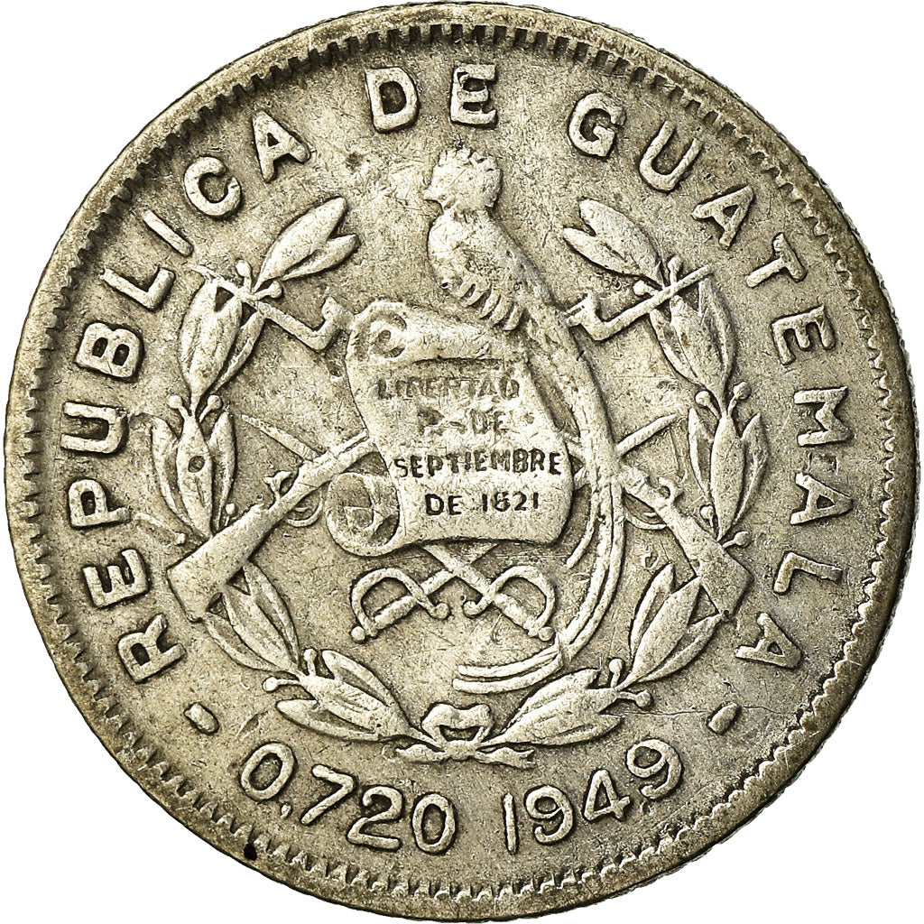 Moeda, Guatemala, 5 Centavos, 1949, EF(40-45), Prata, KM:255