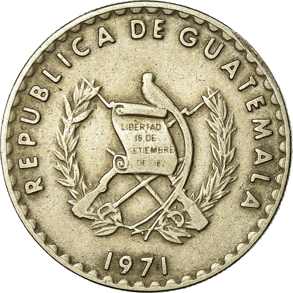 Coin, Guatemala, 10 Centavos, 1971, EF(40-45), Copper-nickel, KM:271.1