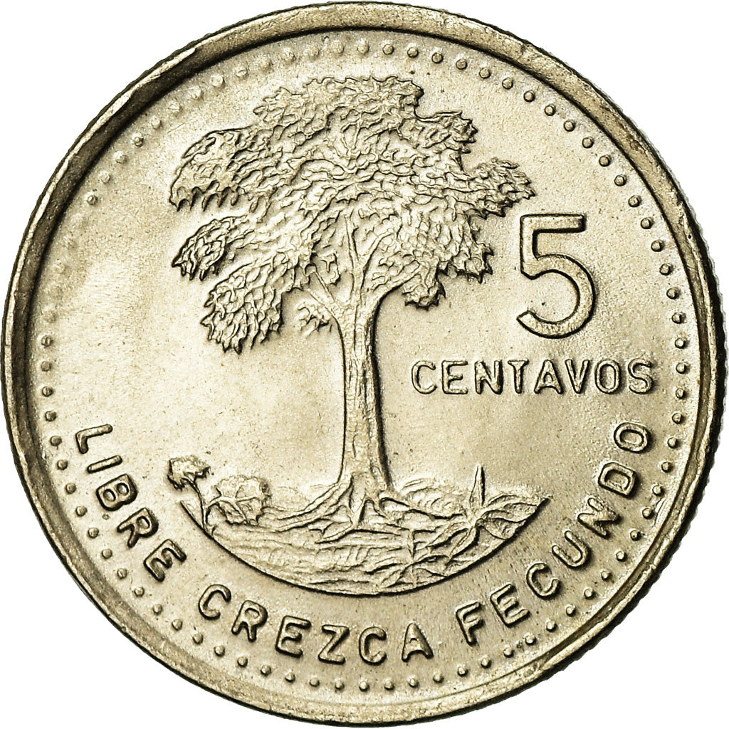 Coin, Guatemala, 5 Centavos, 1988, AU(55-58), Copper-nickel, KM:276.4