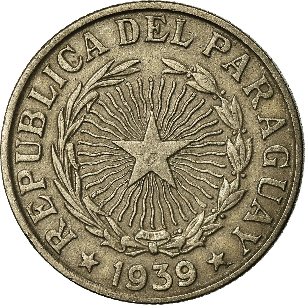 Coin, Paraguay, 5 Pesos, 1939, EF(40-45), Copper-nickel, KM:18