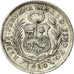 Coin, Peru, 1/2 Dinero, 1910, Lima, AU(55-58), Silver, KM:206.2