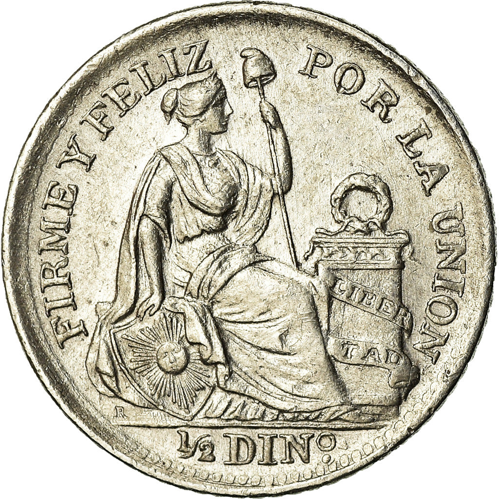 Coin, Peru, 1/2 Dinero, 1910, Lima, AU(55-58), Silver, KM:206.2