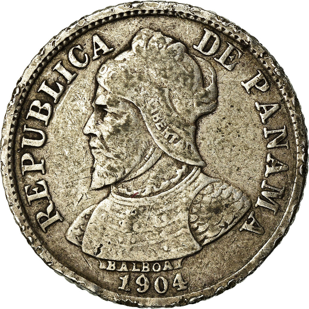 Moneda, Panamá, 5 Centesimos, 1904, BC+, Plata, KM:2