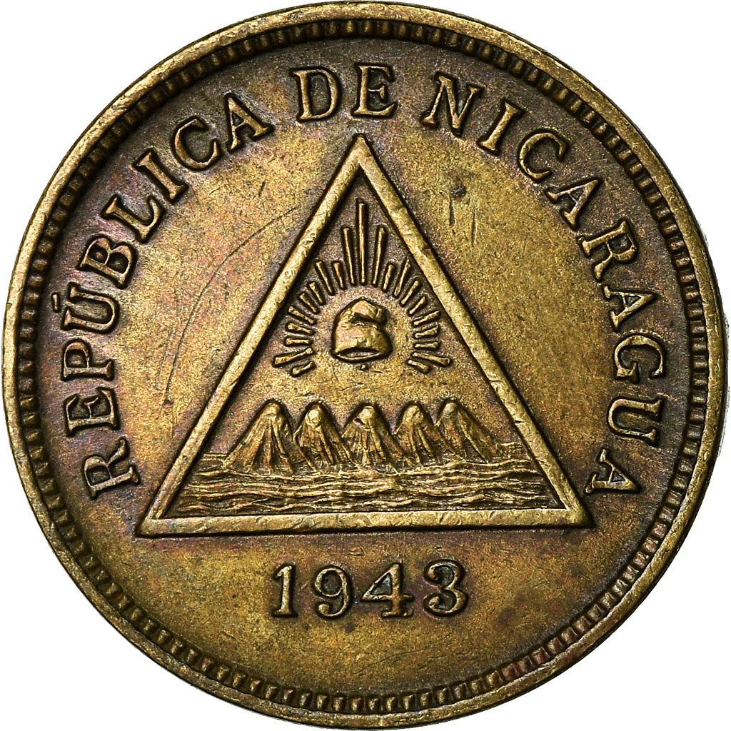 Moneda, Nicaragua, Centavo, 1943, MBC+, Latón, KM:20