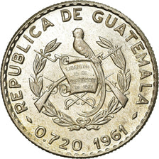 Coin, Guatemala, 25 Centavos, 1961, AU(55-58), Silver, KM:263