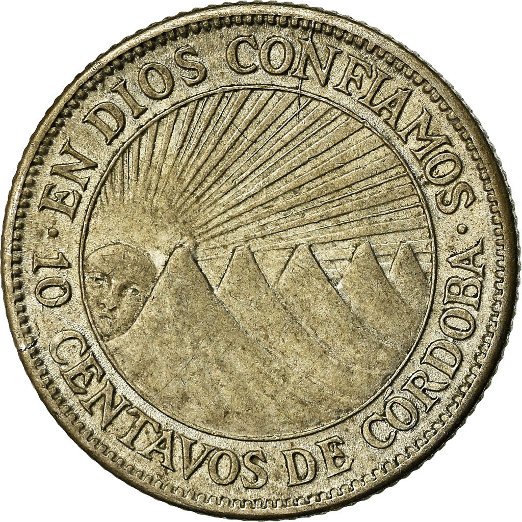 Monnaie, Nicaragua, 10 Centavos, 1935, Heaton, TTB+, Argent, KM:13